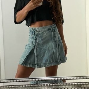 Free People High Waist Denim Skirt w/ ties size 0